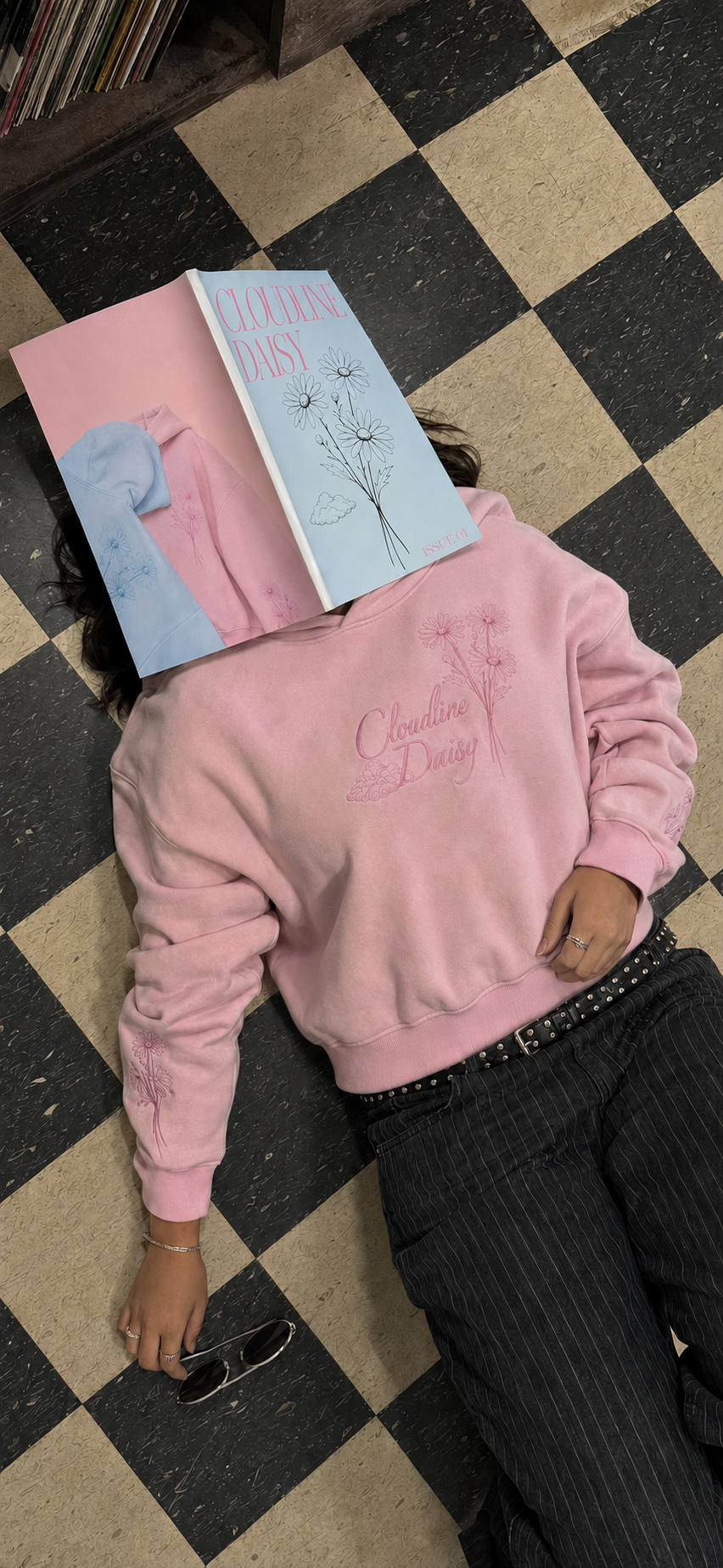 Cloudline Daisy Embroidered Hoodie - Pink